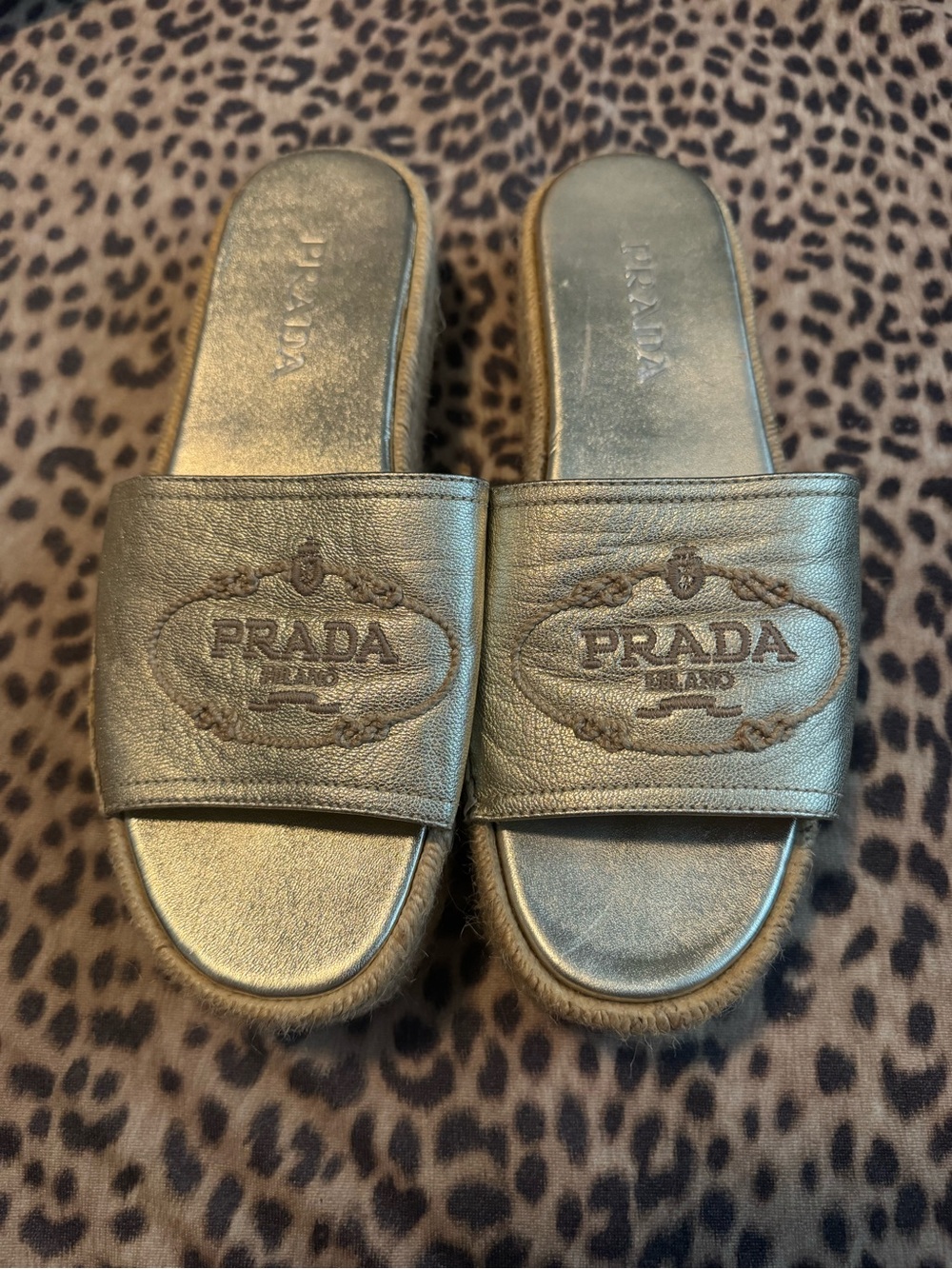 Prada Gold Leather Insole with Embossed Logo